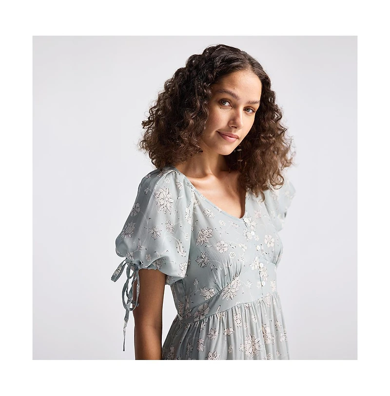 Reistor Women's Puff Sleeve Midi Dress