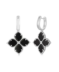 Suzy Levian Sterling Silver Cubic Zirconia Flower Clover Hanging Earrings