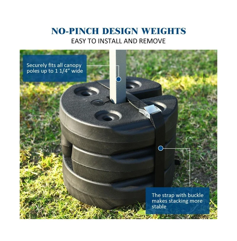 4 Pieces 20Lbs Water Filled Weight Plates for Shade Umbrella