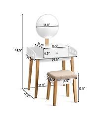 Wooden Makeup Dressing Mirror Table Set with Drawer