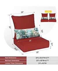 Aoodor 23'' x 26'' Outdoor Deep Seat Chair Cushion Set, Olefin Fabric, Slipcover with Sponge Foam, (Set of 2 Seats, 2 Backs, 2 Lumbar Pillows)