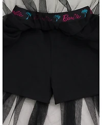 Barbie Toddler Girls Cropped Boxy Drop Shoulder T-Shirt and Mesh Tulle Skort
