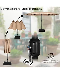 Gymax 15 ft Double-Sided Patio Twin Umbrella Extra-Large Market w/ Base