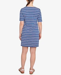Ruby Rd. Petite Embroidered Stripe Knit Dress