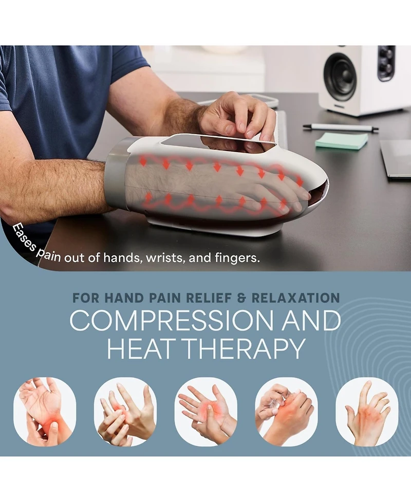 LifePro Legra Hand Massager with Heat & Compression – Finger, Wrist & Palm Relief with 5 Modes – Pressure Point Therapy for Sensitive Ha