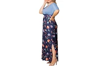 Kiyonna Plus Havana Color Block Maxi Dress