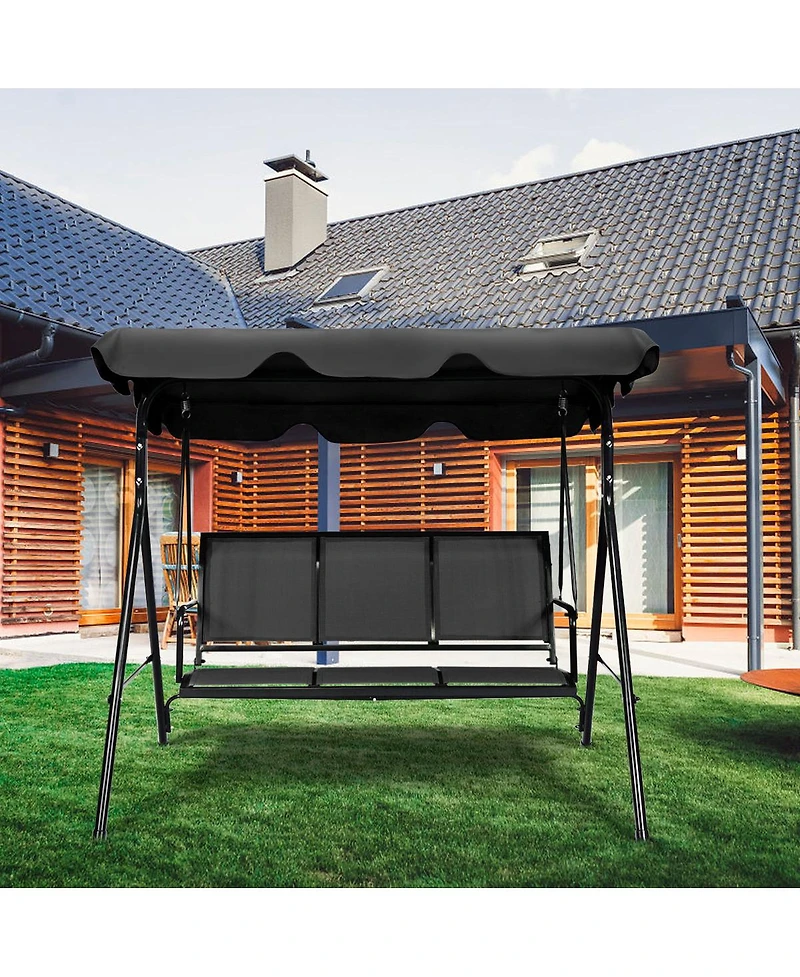 Gymax Outdoor Porch Swing Canopy Patio Swing Chair 3 Person Canopy Hammock