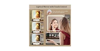 Farmhouse Vanity Set with Mirror and 3-Color Lighting