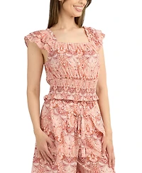 Bcx Juniors' Flutter-Sleeve Smocked Top