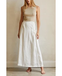 Crescent Women's Wionna Faux Wrap Linen Maxi Skirt