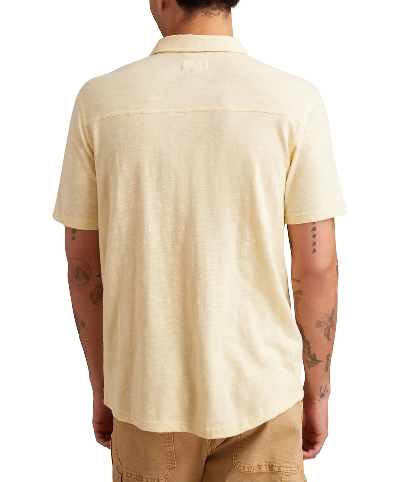 Lucky Brand Men's Linen Short Sleeve Button Down Shirt