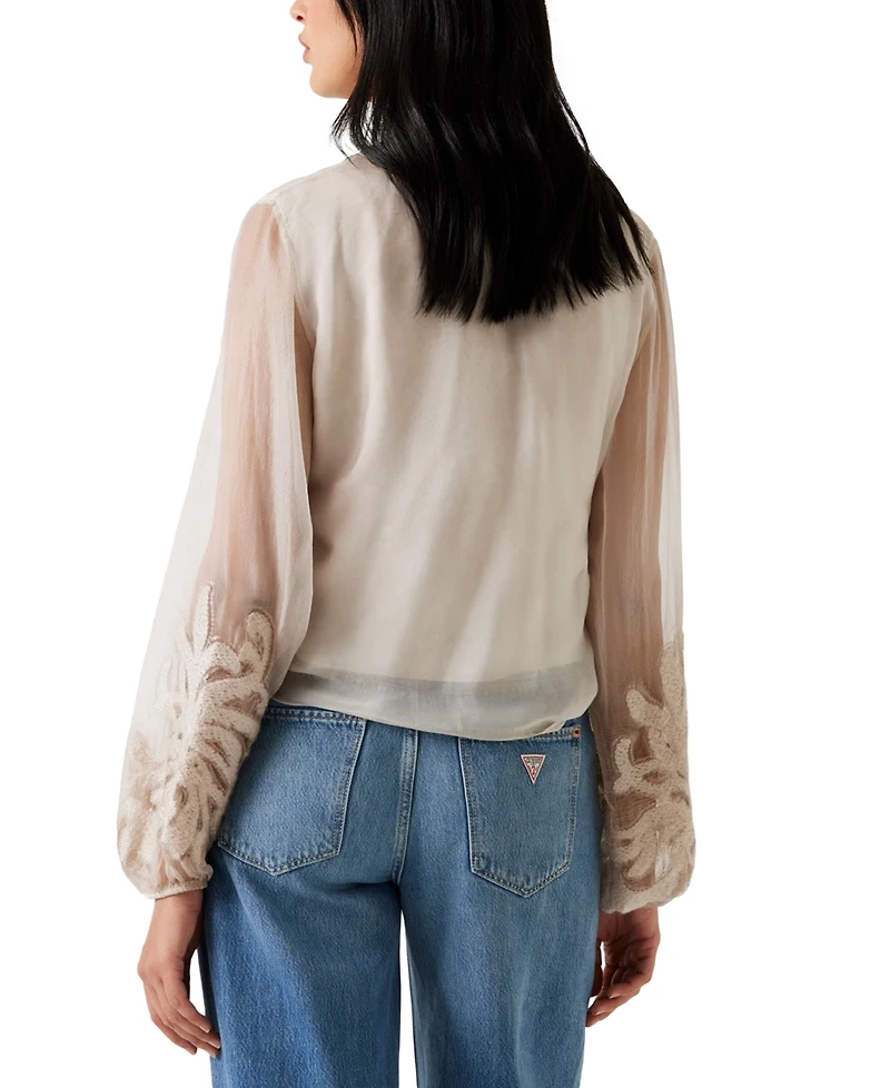 Guess Women's Camilla Blouson-Sleeve Button-Front Blouse