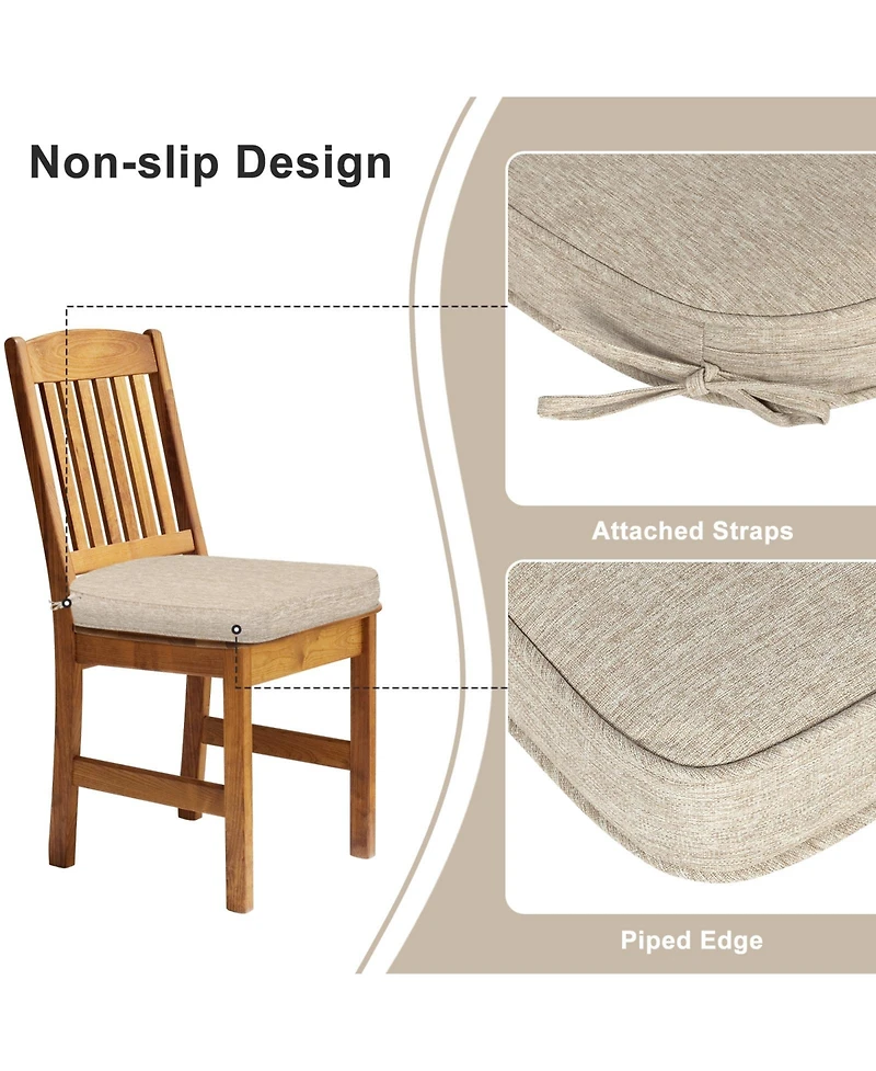 Aoodor Outdoor Dining Chair Cushions Set of 2, Waterproof Patio Furniture Seat Cushions, Pads with Ties, 18 x 19 inch