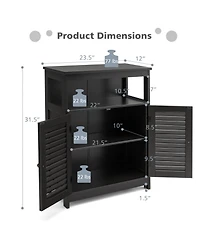 Wood Freestanding Bathroom Storage Cabinet with Double Shutter Door