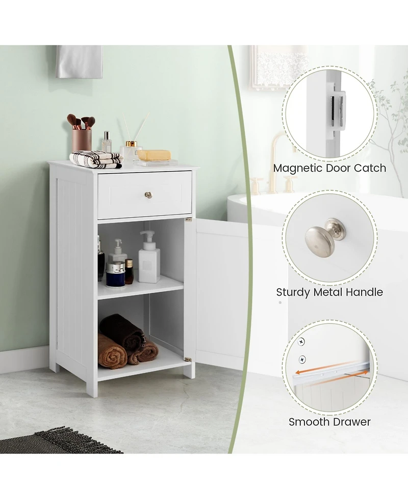 Bathroom Cabinet with Drawer Single Door with Adjustable Shelf