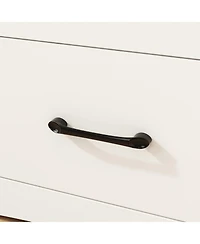 Multi-purpose changing table with three drawers, baby changing station with changing table top and drawers, white wood