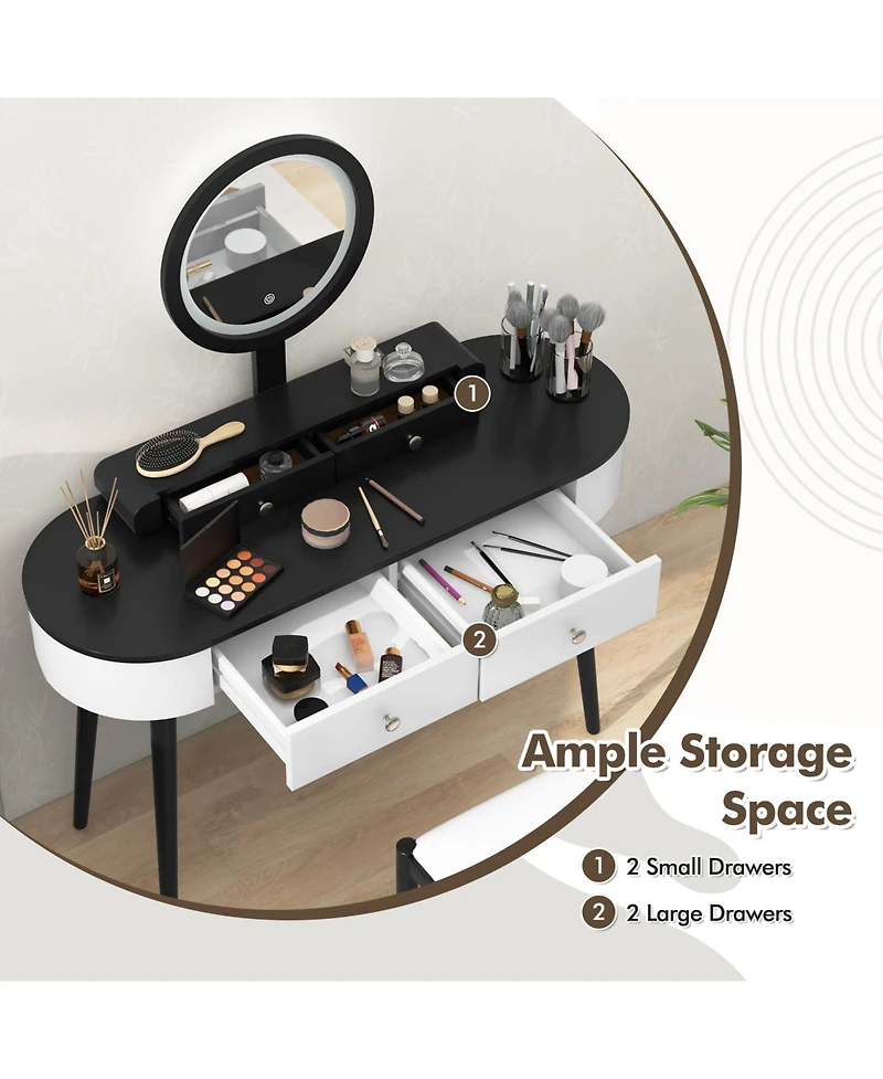 Makeup Vanity Table Set with Led Mirror and 3 Spacious Drawers