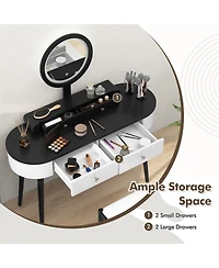 Makeup Vanity Table Set with Led Mirror and 3 Spacious Drawers