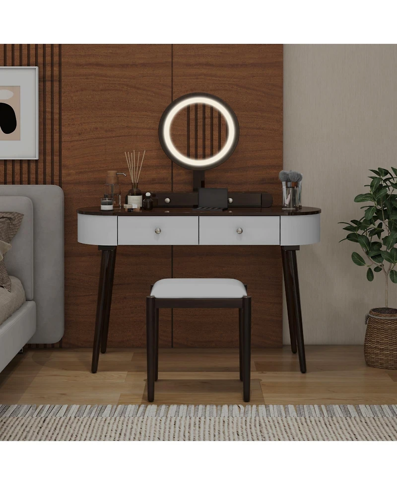 Makeup Vanity Table Set with Led Mirror and 3 Spacious Drawers