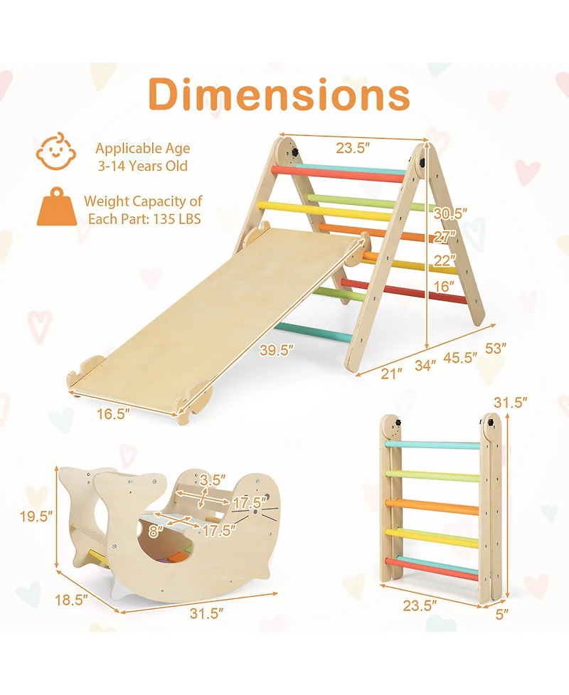 Gymax 7-in-1 Indoor Climbing Toys for Toddlers w/ Reversible Ramp Sea Lion Rocker