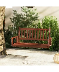 Gymax Wooden Porch Swing 2-Person Hanging Chair w/ Adjustable Galvanized Metal Chains