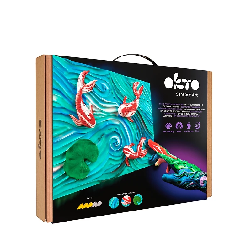 Okto Sensory Art 3D Painting “Koi Carps” – 11.8” x 15.7” Canvas Kit