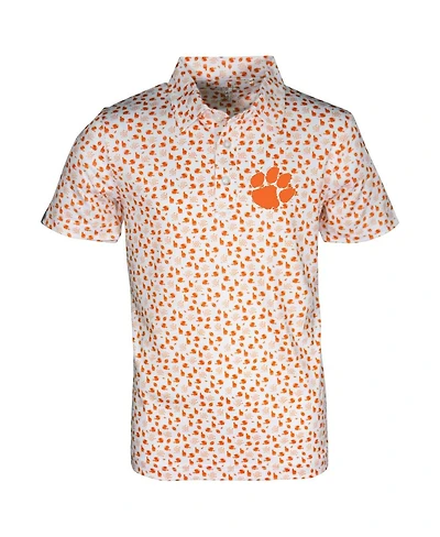 Garb Toddler White Clemson Tigers Earnest Allover Print Polo Shirt