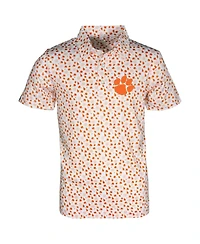 Garb Toddler White Clemson Tigers Earnest Allover Print Polo Shirt