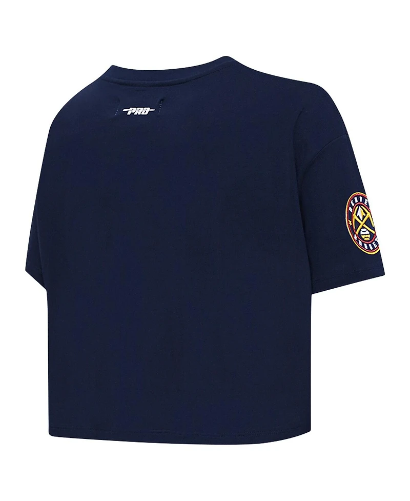 Pro Standard Women's Navy Denver Nuggets Jewels Boxy Cropped T-Shirt