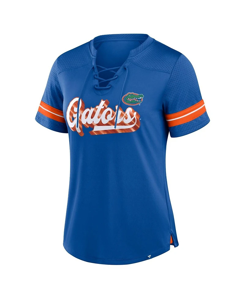 Fanatics Women's Royal Florida Gators Plus Overtime Readiness Lace-Up T-Shirt