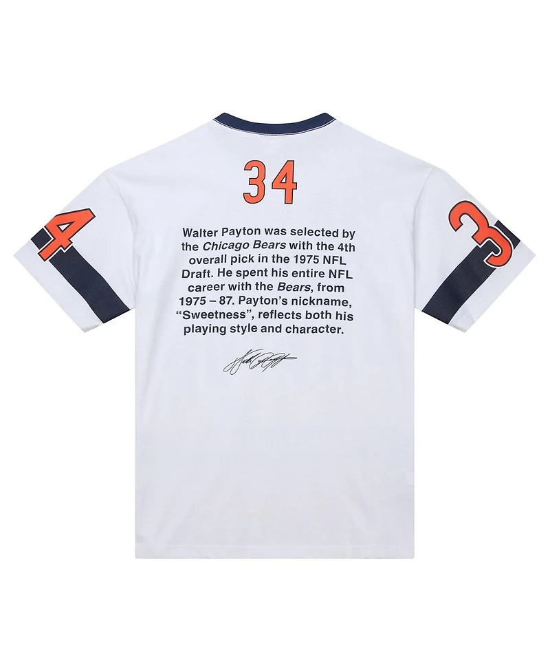 Mitchell & Ness Men's Walter Payton White Chicago Bears Name Number Team Origins Vintage Logo T-Shirt