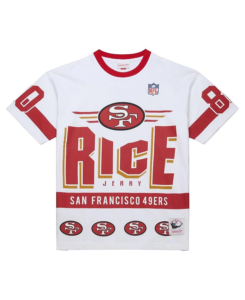 Mitchell & Ness Men's Jerry Rice White San Francisco 49ers Name Number Team Origins Vintage Logo T-Shirt