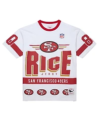 Mitchell & Ness Men's Jerry Rice White San Francisco 49ers Name Number Team Origins Vintage Logo T-Shirt