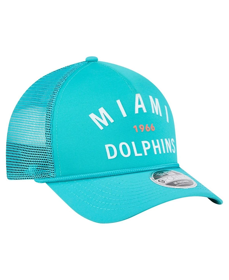 New Era Men's Aqua Miami Dolphins Active Minimalist M-Crown A-Frame 9FORTY Adjustable Hat