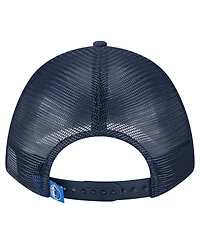 New Era Men's Navy Dallas Mavericks Minimalist A-Frame 9FORTY Trucker Hat