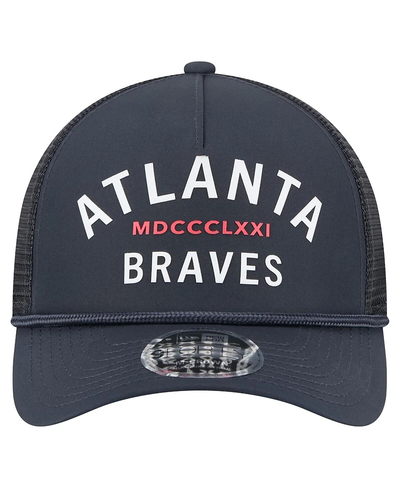 New Era Men's Navy Atlanta Braves Minimalist 9FORTY A-Frame Adjustable Hat