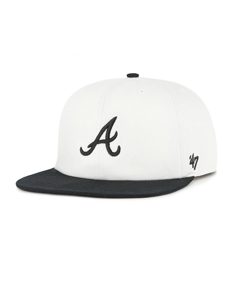 '47 Brand Men's White/Black Atlanta Braves Foundation Captain Snapback Hat