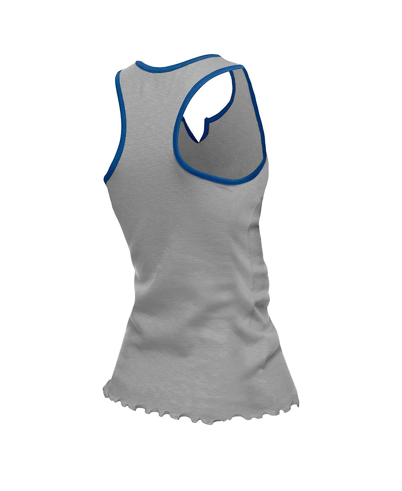 New Era Women's Silver Detroit Lions Lettuce Hem Notch Neck Tri-Blend Tank Top
