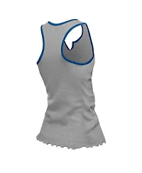 New Era Women's Silver Detroit Lions Lettuce Hem Notch Neck Tri-Blend Tank Top