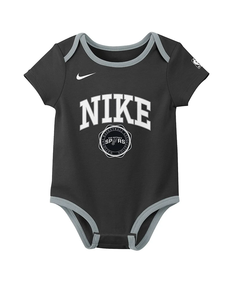 Nike Newborn Black/Gray San Antonio Spurs Just Do It 2-Pack Bodysuit Set