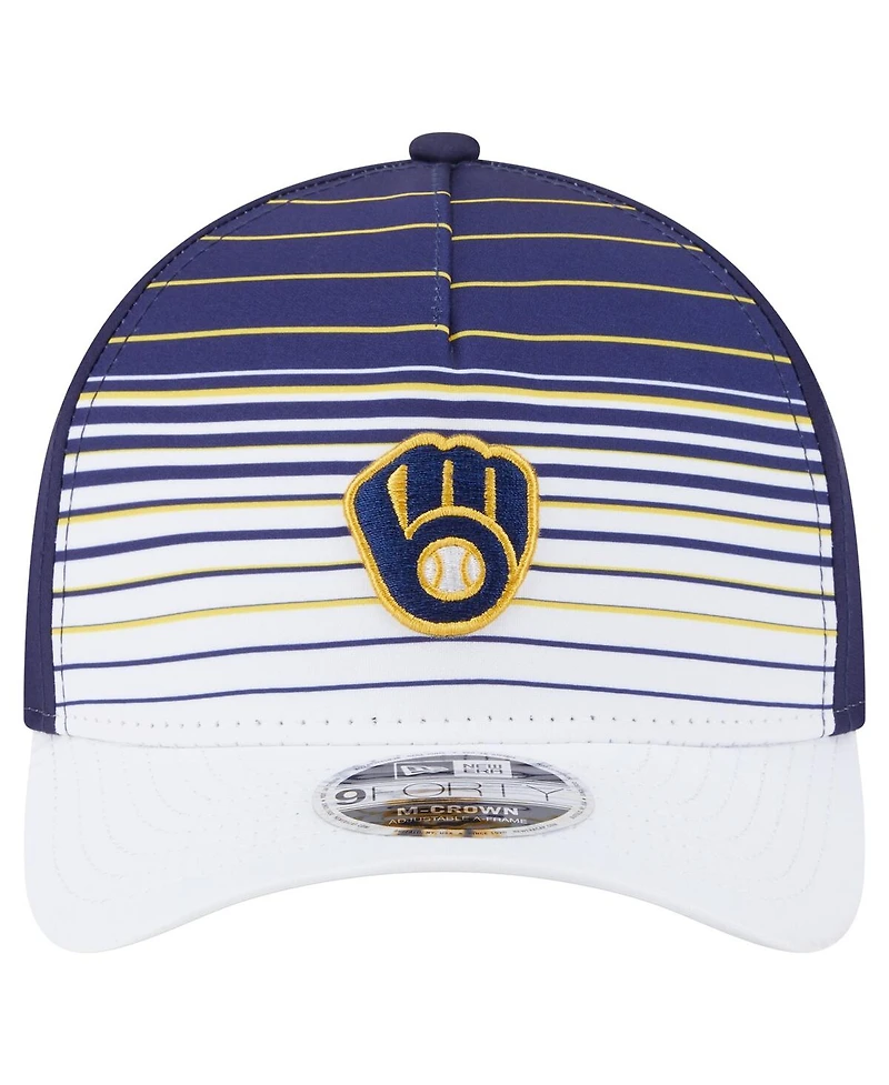 New Era Men's Navy Milwaukee Brewers Gradient 9FORTY M-Crown Adjustable Hat