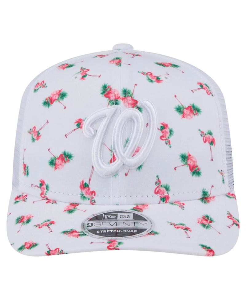 New Era Men's White Washington Nationals Flamingo Mesh Back 9SEVENTY Stretch-Snap Hat