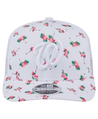 New Era Men's White Washington Nationals Flamingo Mesh Back 9SEVENTY Stretch-Snap Hat
