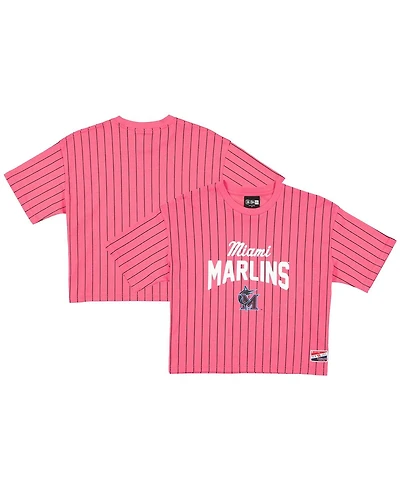 New Era Women's Pink Miami Marlins 2025 City Connect Pinstripe T-Shirt
