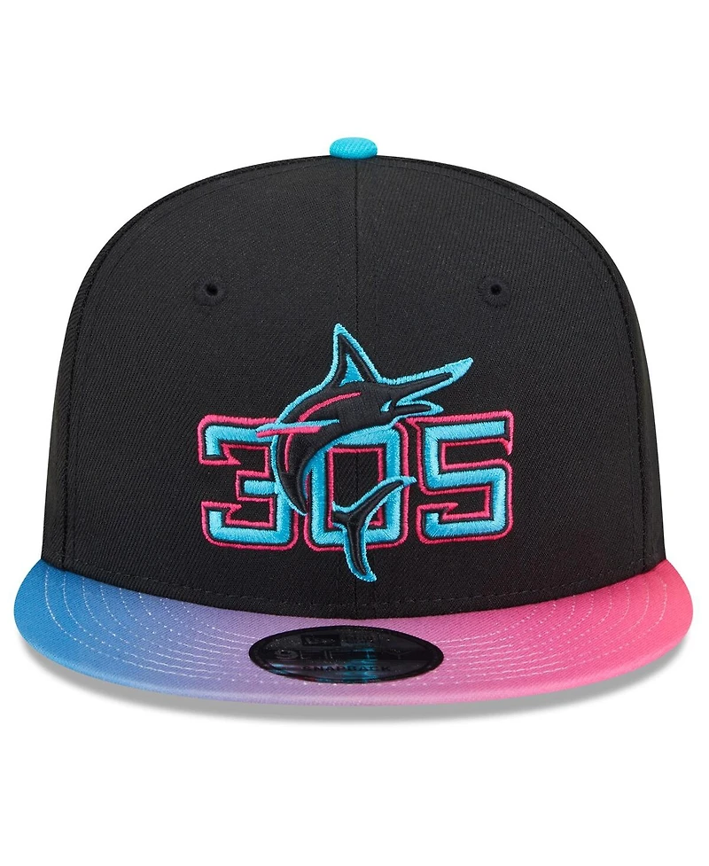 New Era Men's Black/Pink Miami Marlins 2025 City Connect 9FIFTY Snapback Hat