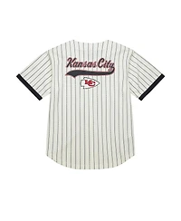 Mitchell & Ness Men's Cream Kansas City Chiefs Final Seconds Vintage Logo Mesh Button-Up Shirt