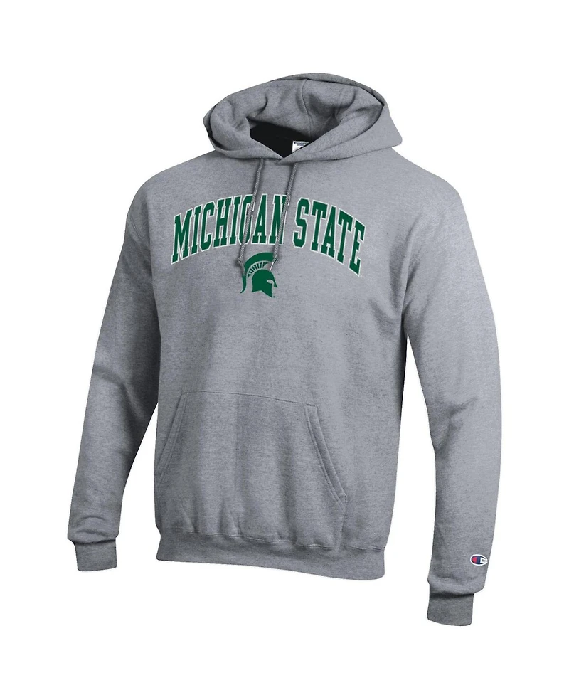Champion Men's Heather Gray Michigan State Spartans Arch Over Logo Pullover Hoodie