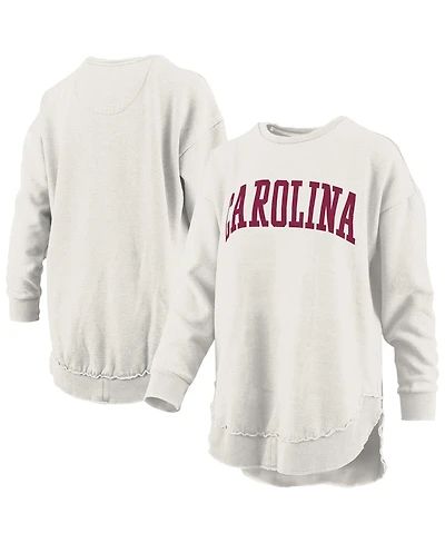 Pressbox Women's Oatmeal South Carolina Gamecocks Melange Poncho Vintage Fleece Long Sleeve Pullover Sweatshirt