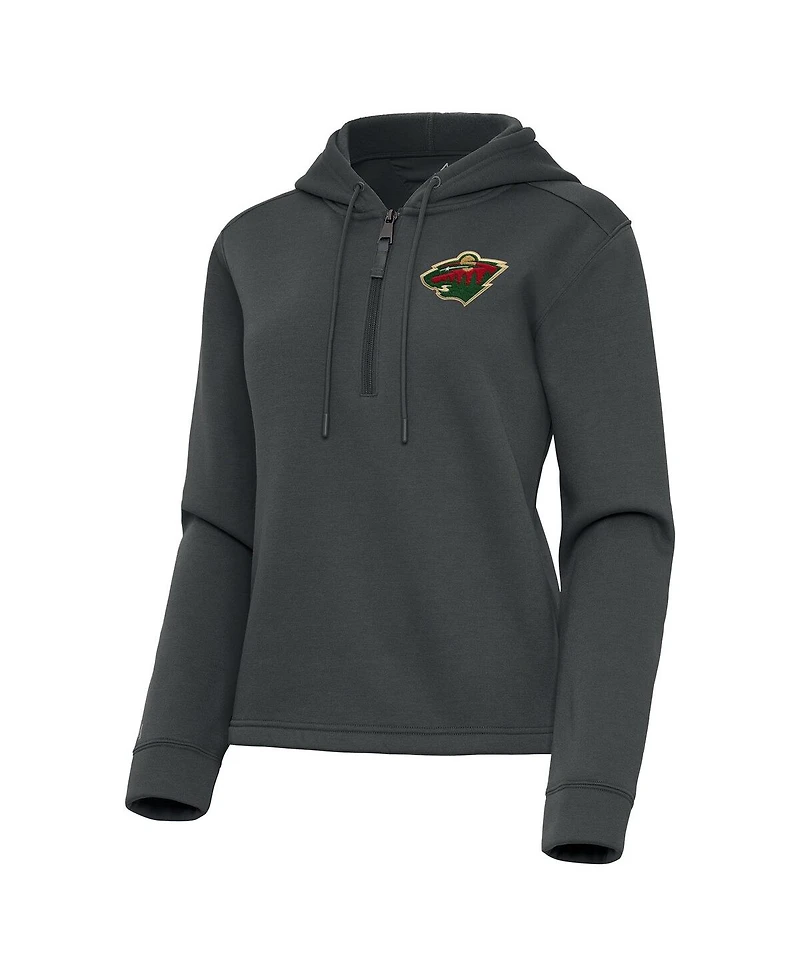 Antigua Women's Pewter Minnesota Wild Contemporary Quarter-Zip Hoodie