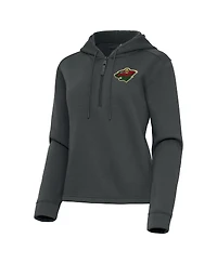 Antigua Women's Pewter Minnesota Wild Contemporary Quarter-Zip Hoodie